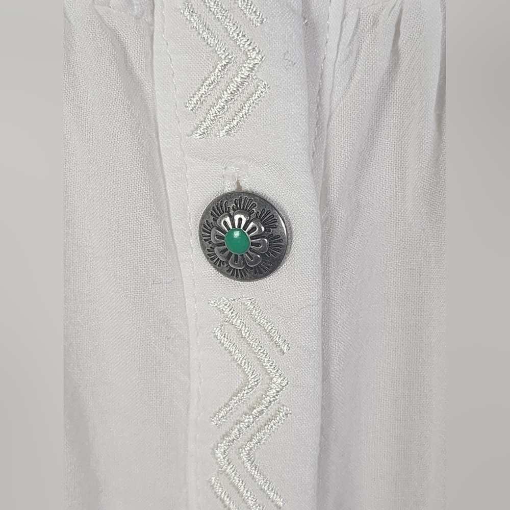 Tasha Polizzi White Embroidered Pintuck Lace Boho Tunic Blouse S - Picture 8 of 15